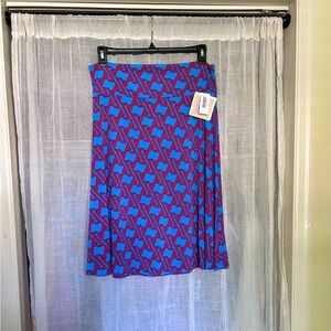 LuLaRoe 2X Red and Blue Patterned Azure Skirt NWT